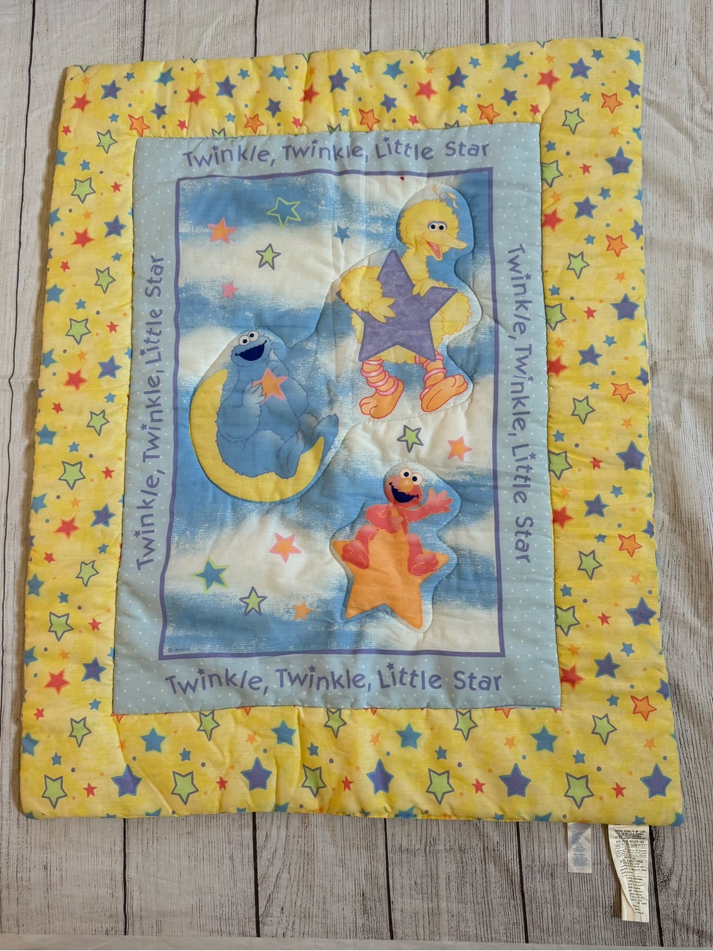 Vintage Sesame Street "Twinkle, Twinkle, Little Star" baby blanket crib quilt